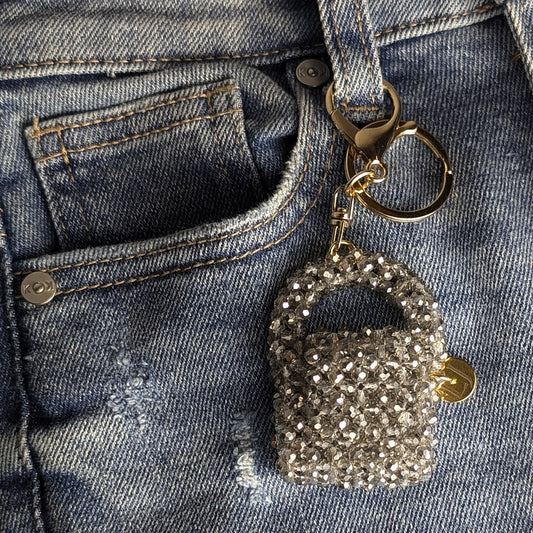 Midnight Spark Crystal Beaded Charm Bag