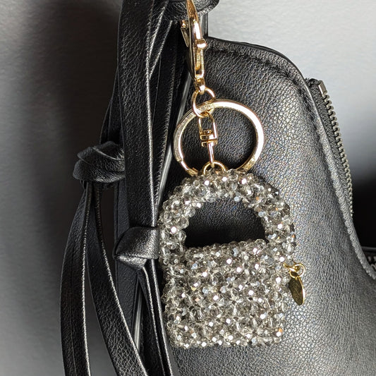 Midnight Spark Crystal Beaded Charm Bag