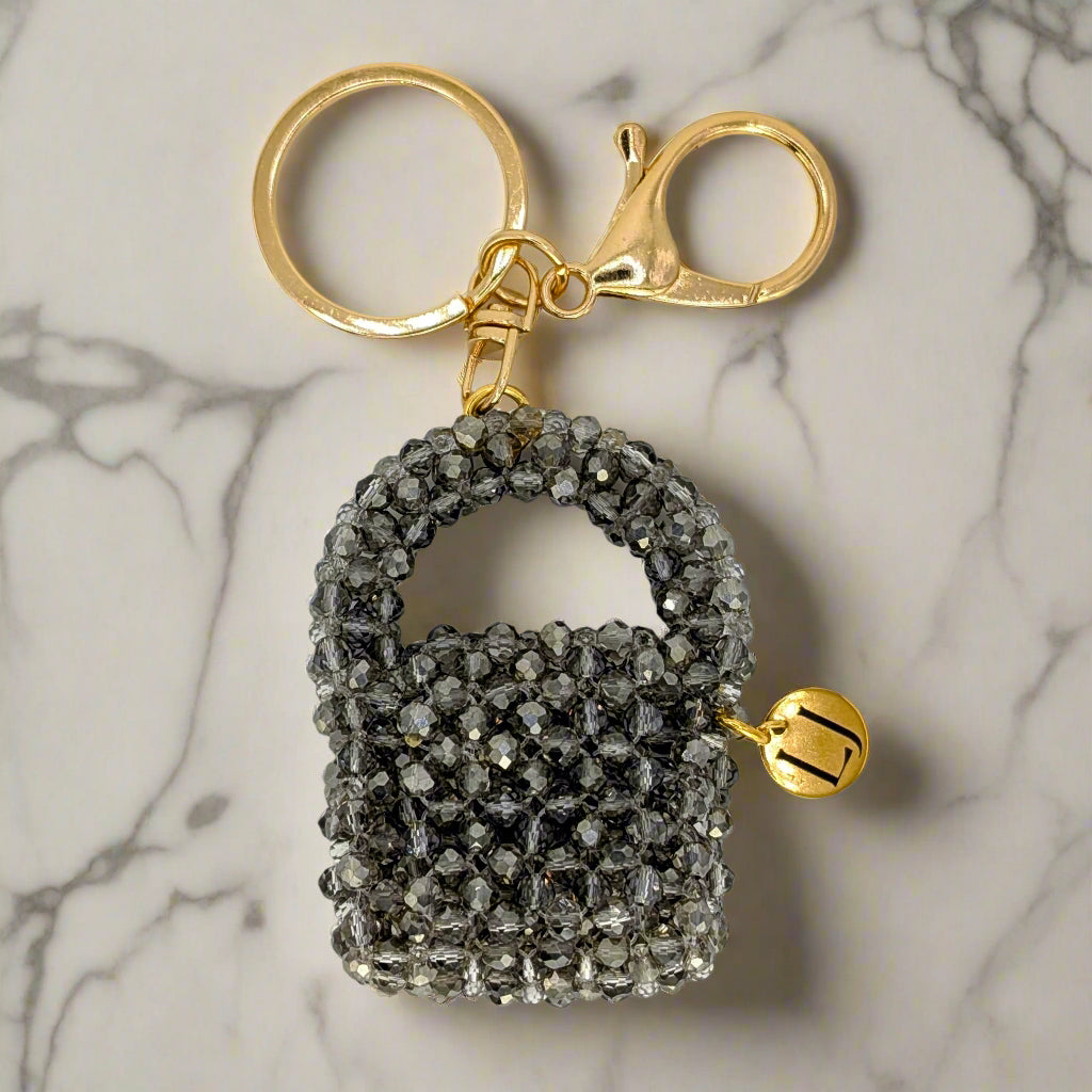 Midnight Spark Crystal Beaded Charm Bag