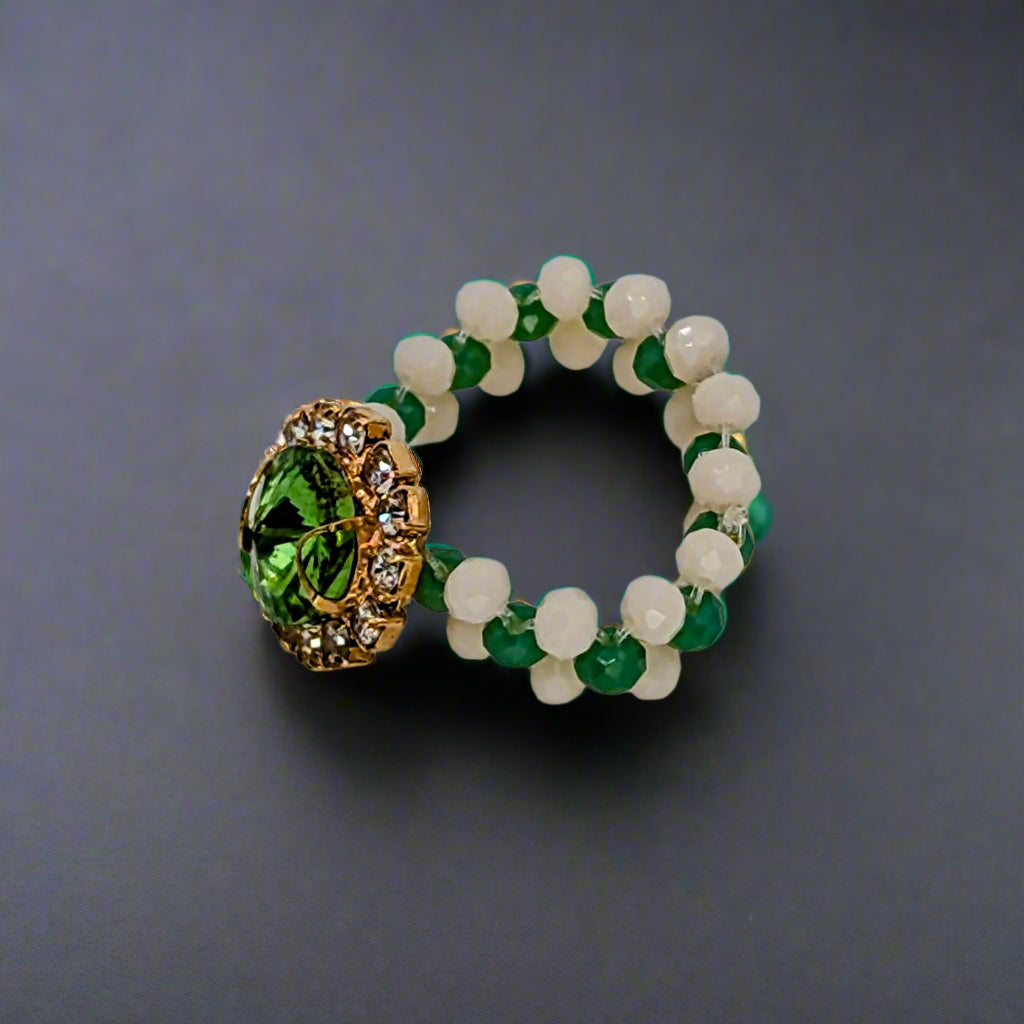 Ivy Crystal Beaded Ring