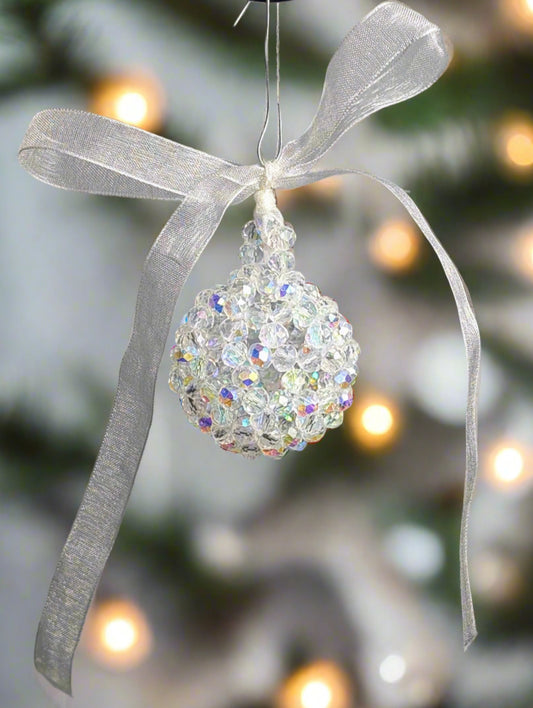 Winter Snowball Crystal Beaded Ornament