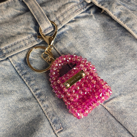 Orchid Pop Mini Crystal Beaded Charm Bag