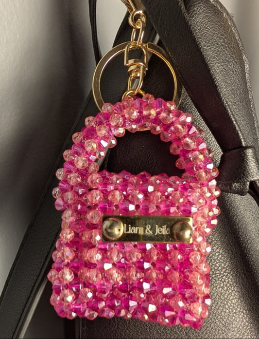 Orchid Pop Mini Crystal Beaded Charm Bag