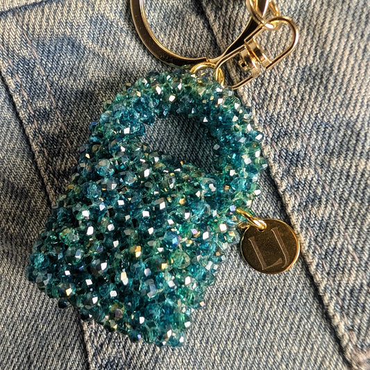 Azure Mini Crystal Beaded Charm Bag