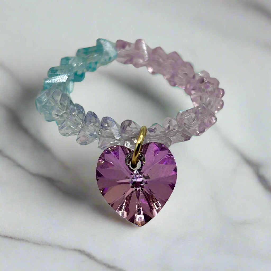 Sweetheart Sparkle Swarovski Heart Beaded Ring