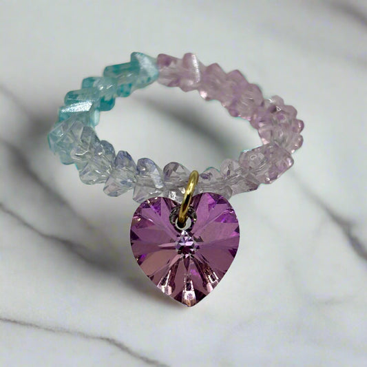 Sweetheart Sparkle Swarovski Heart Beaded Ring