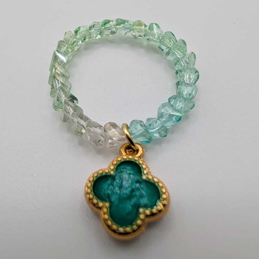 Lucky Clover Swarovski Crystal Beaded Ring