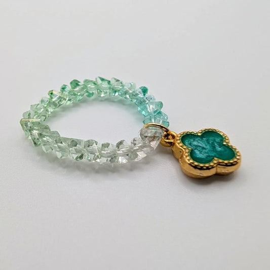 Lucky Clover Swarovski Crystal Beaded Ring