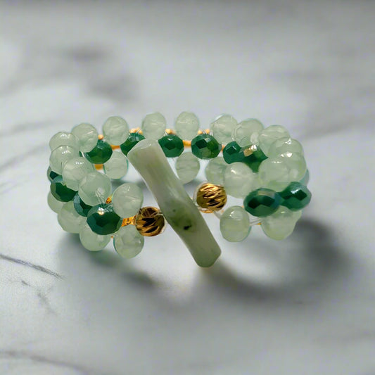 Jade & Crystal Beaded Ring