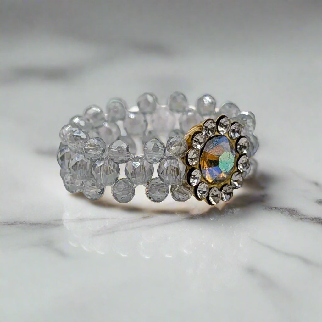Crystal Crown Beaded Ring