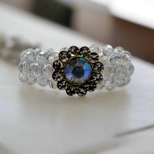 Crystal Crown Beaded Ring