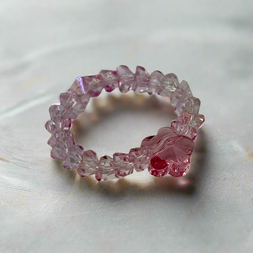 Rosé Bloom Crystal Beaded Ring