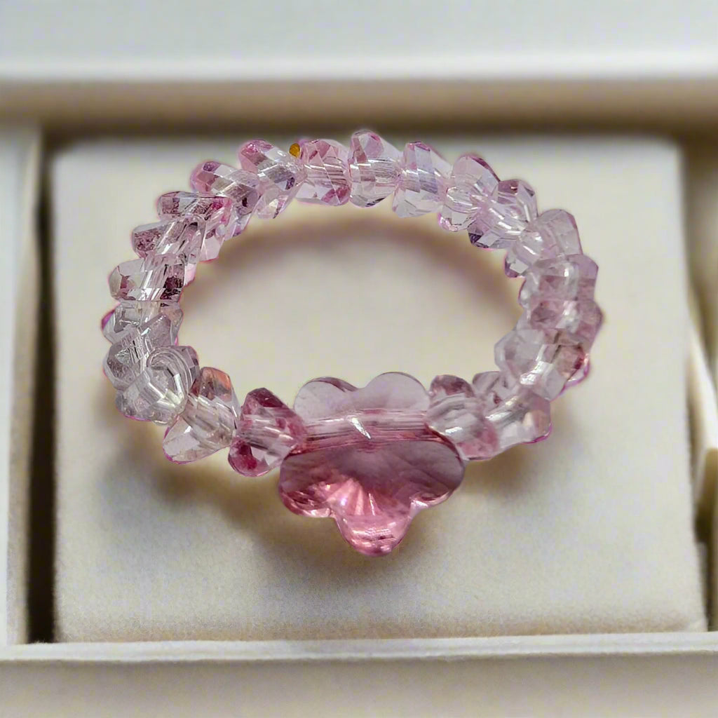 Rosé Bloom Crystal Beaded Ring