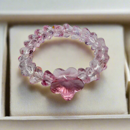 Rosé Bloom Crystal Beaded Ring