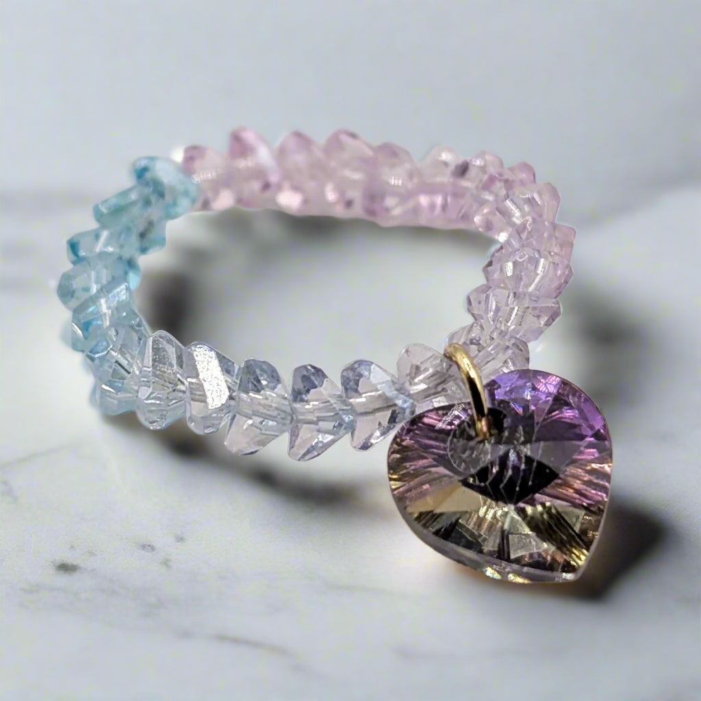 Sweetheart Sparkle Swarovski Heart Beaded Ring