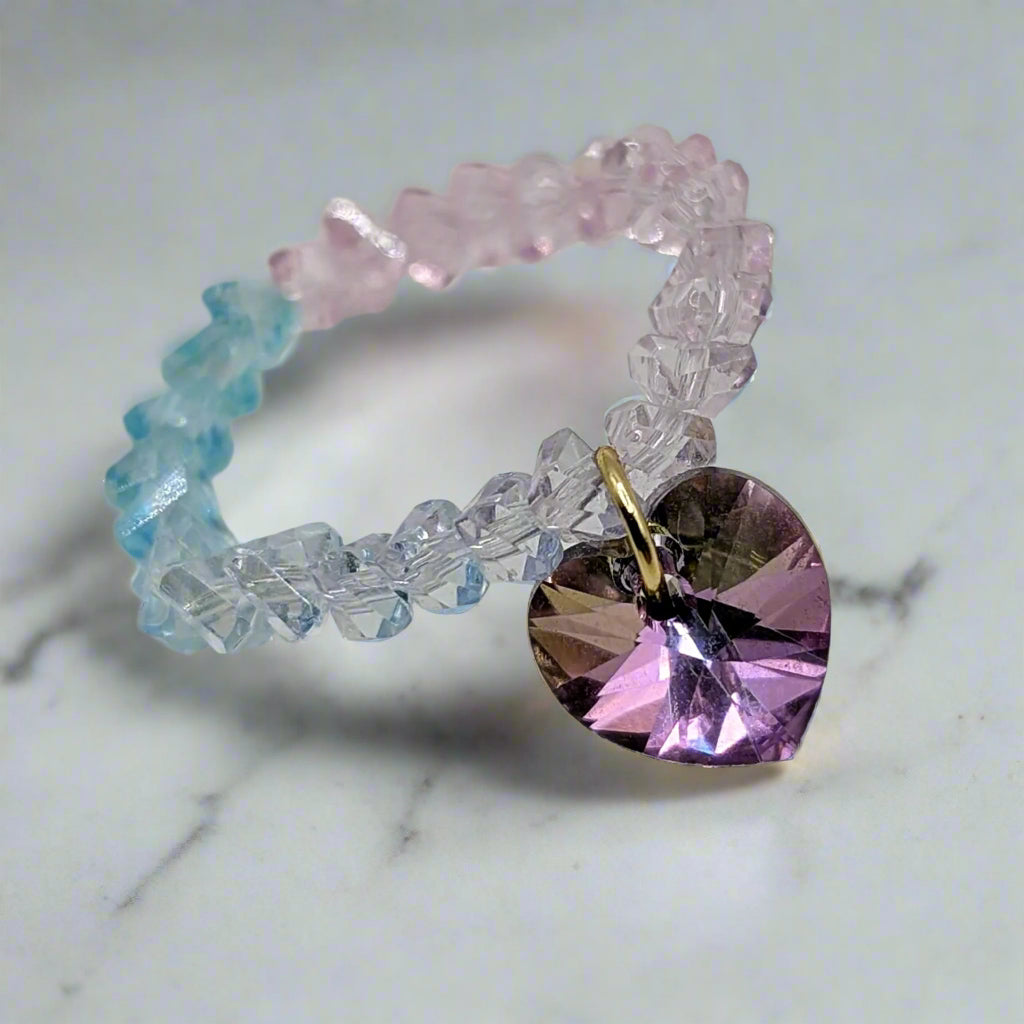Sweetheart Sparkle Swarovski Heart Beaded Ring