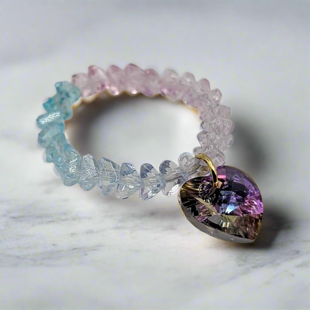 Sweetheart Sparkle Swarovski Heart Beaded Ring