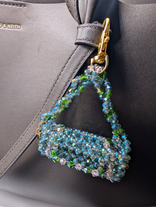 Seafoam Sparkle Mini Crystal Beaded Charm Bag