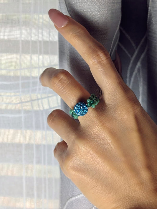 Ocean Glimmer Beaded Ring