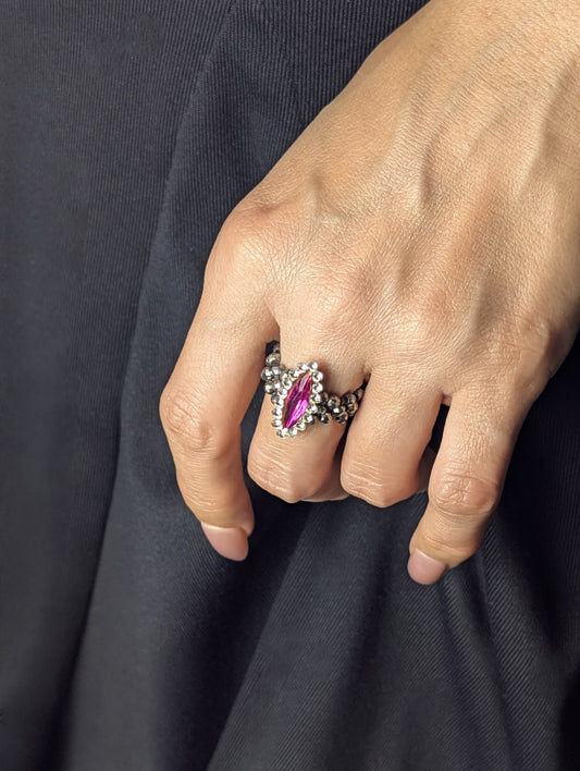 Rose Ash Crystal Beaded Ring