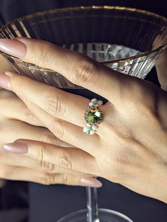 Ivy Crystal Beaded Ring