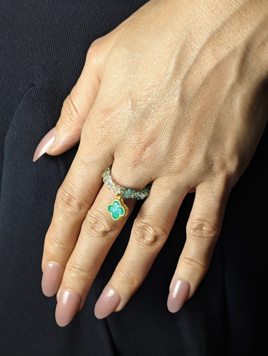 Lucky Clover Swarovski Crystal Beaded Ring