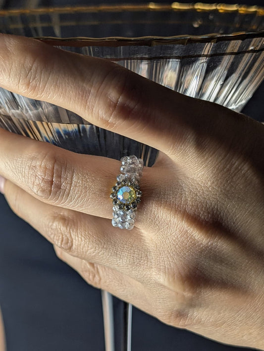 Crystal Crown Beaded Ring
