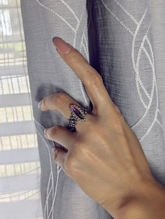 Dusk Crystal Beaded Ring