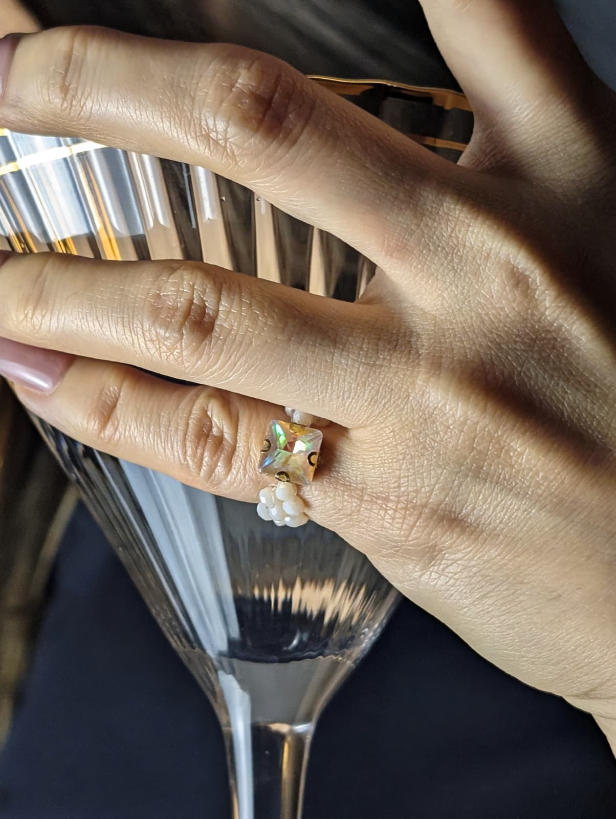 Daydream Crystal Beaded Pinky Ring