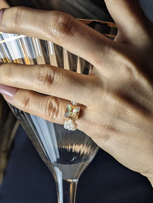 Daydream Crystal Beaded Pinky Ring