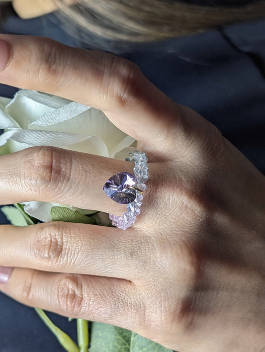 Sweetheart Sparkle Swarovski Heart Beaded Ring
