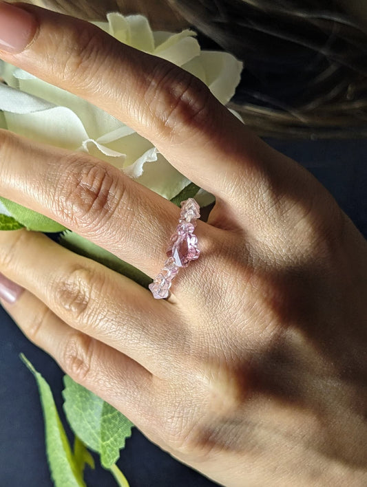 Rosé Bloom Crystal Beaded Ring