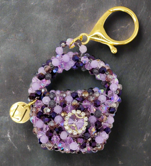 Lilac Dream Mini Crystal Beaded Charm Bag - Rhinestone Detail