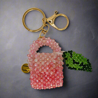 Enchanted Rose Mini Crystal Beaded Charm Bag