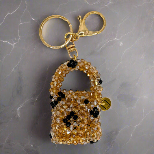 Wild Cat Mini Crystal Beaded Charm Bag