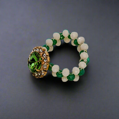 Ivy Crystal Beaded Ring