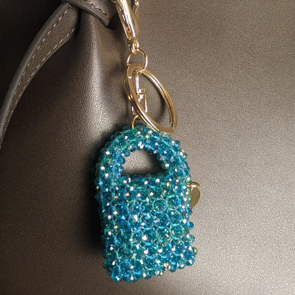 Azure Mini Crystal Beaded Charm Bag