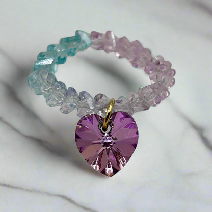 Sweetheart Sparkle Swarovski Heart Beaded Ring