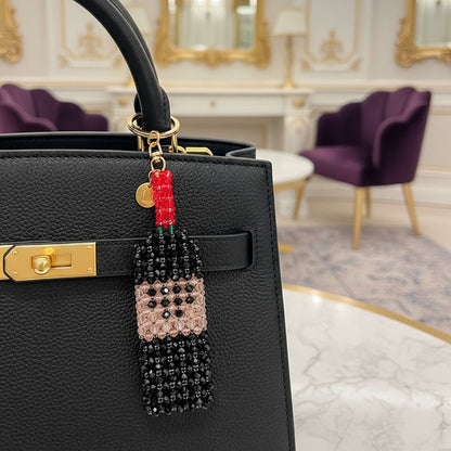 Rosé Noir Crystal Beaded Wine Bottle Charm