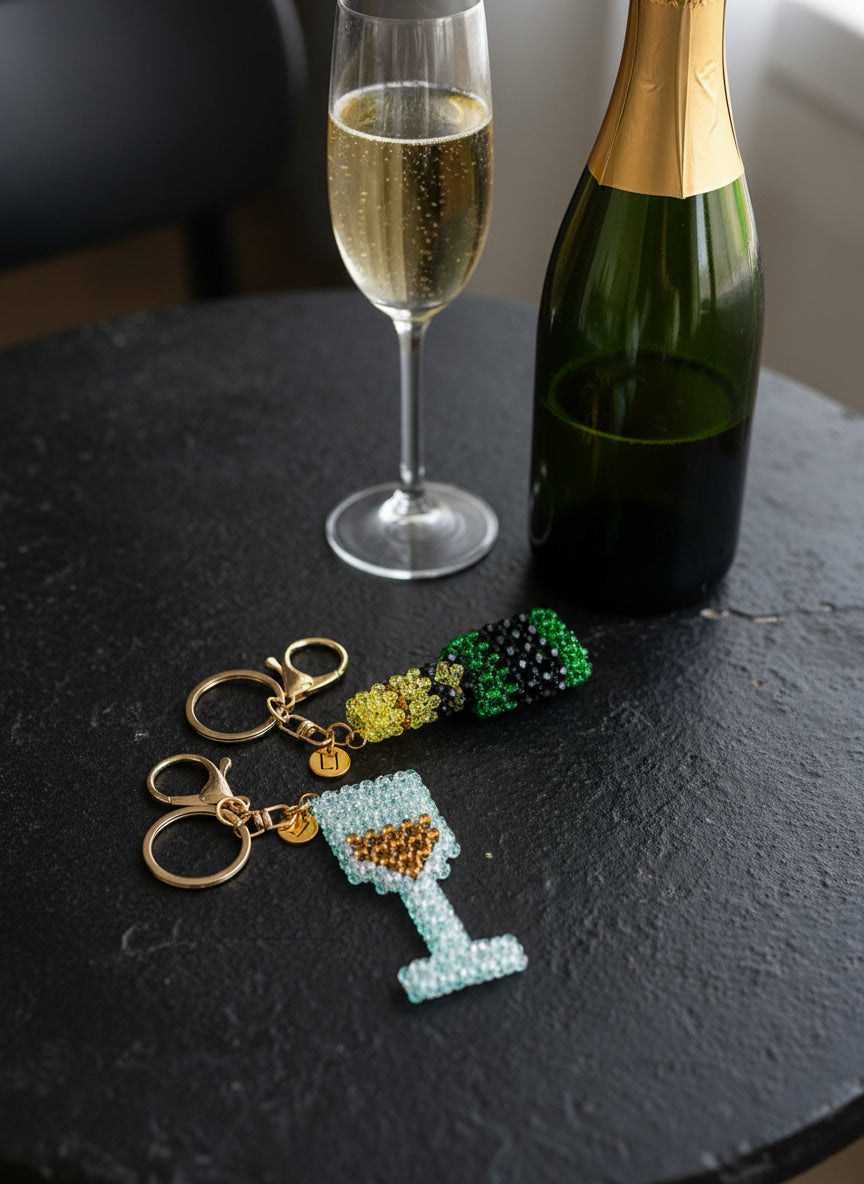 Bubbly N' Sparkly Crystal Beaded Champagne Bottle Charm