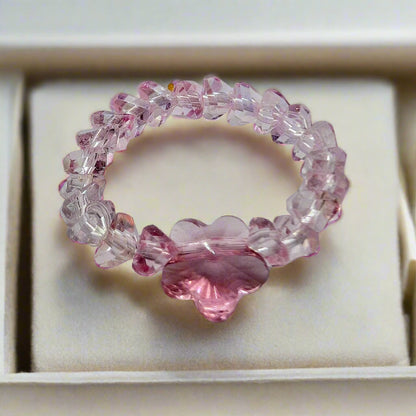 Rosé Bloom Crystal Beaded Ring