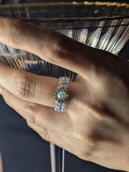 Crystal Crown Beaded Ring