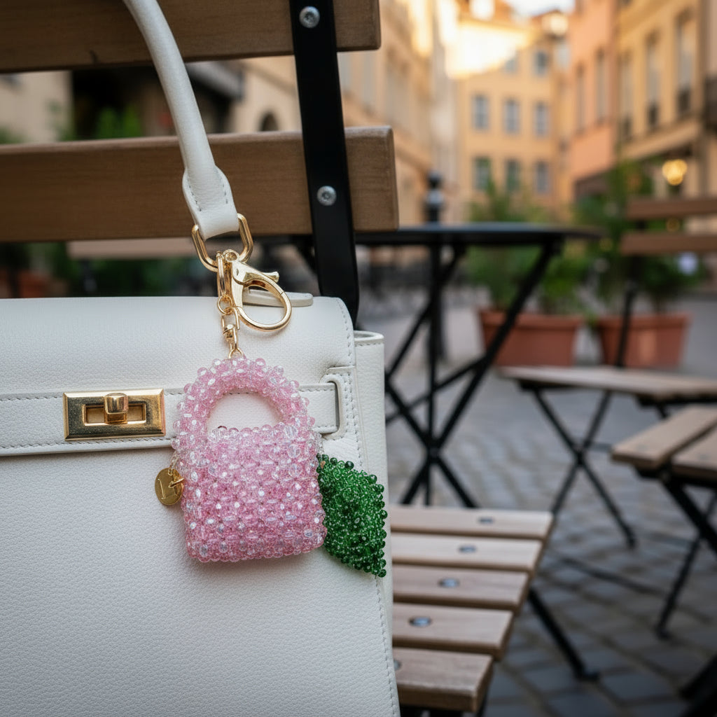 Enchanted Rose Mini Crystal Beaded Charm Bag