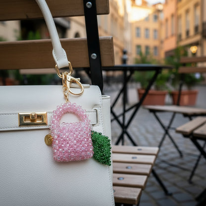 Enchanted Rose Mini Crystal Beaded Charm Bag