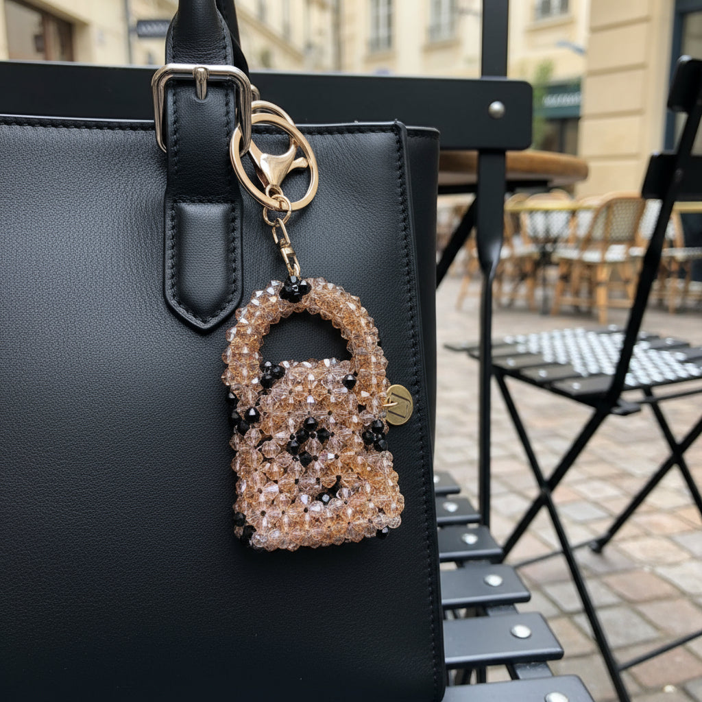 Wild Cat Mini Crystal Beaded Charm Bag