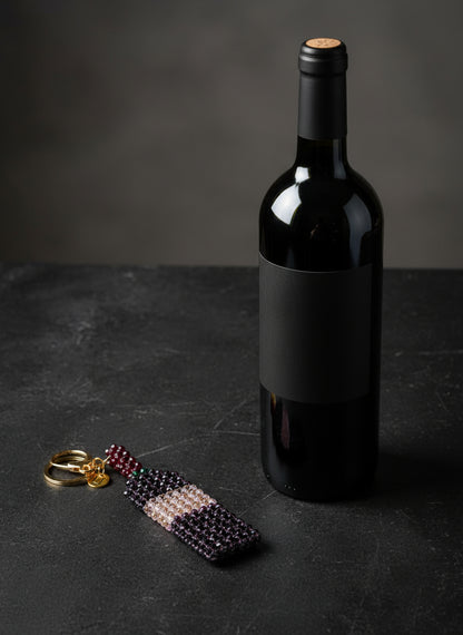 Rosé Noir Crystal Beaded Wine Bottle Charm
